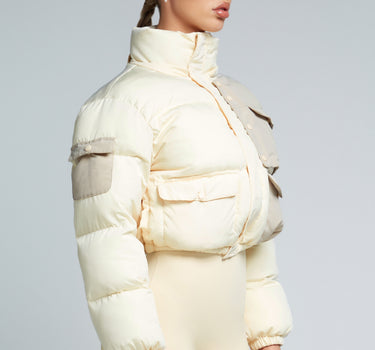 KG Cropped Puffer Jacket - Cream  | Kate Galliano activewear 