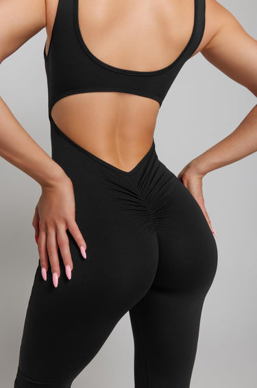 Flared Scrunch Jumpsuit - BlackKG16 - B - M/LKATE GALLIANO