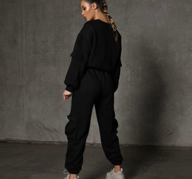 Black Quilted Hoodie - Cropped Hoodies  - black cropped hoodie - workout hoodie - black long sleeve hoodie - Kate Galliano Activewear