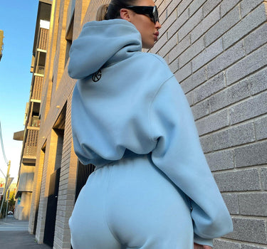 baby blue oversized hoodie - luxe 23 hoodie collection - blue hoodie - kate galliano activewear