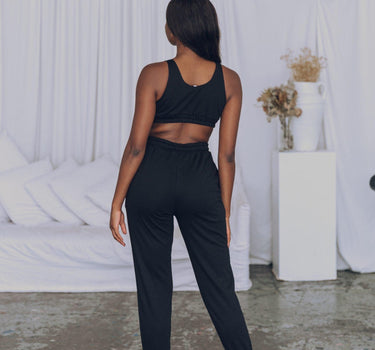 KG Lounge - Black Crop Top - Black Women's Sports Top - Workout top - kate galliano activewear