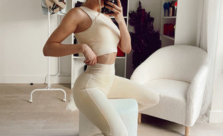 The Impact of Wearing Proper Activewear - kg luxe cream activewear top and workout leggings - kate galliano activewear