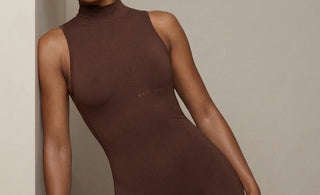 Chocolate Brown Activewear Is the New Obsession: Meet the High Neck Jumpsuit in Cacao - KATE GALLIANO