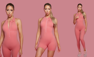 pink romper - Barbie Pink Romper & Barbie Pink Jumpsuit by Kate Galliano Activewear - Where To Find Barbie Pink Romper & Jumpsuit