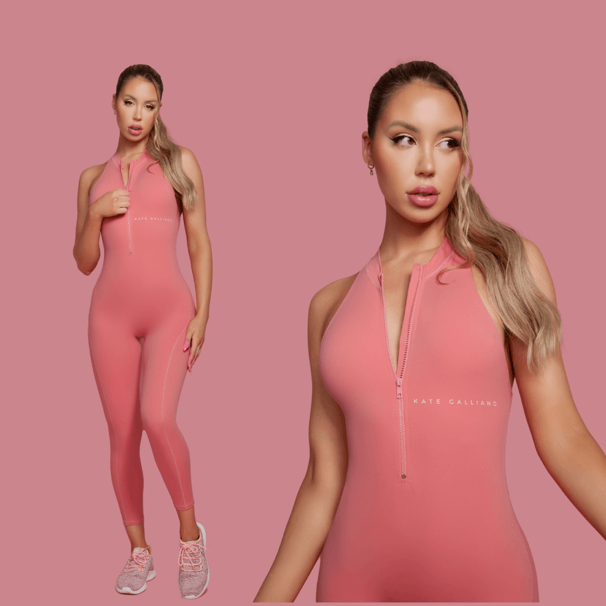 The Versatility of Kate Galliano Activewear's Pink Jumpsuit - pink jumpsuit for women - pink gym jumpsuit - pink workout jumpsuit