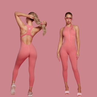 Workout Jumpsuit Essentials - KG Pink Jumpsuit - Pink Jumpsuit For Women - Barbie pink jumpsuit - bubblegum pink jumpsuit - kate galliano activewear