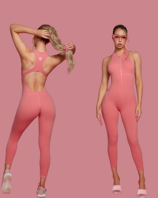 Workout Jumpsuit Essentials - KG Pink Jumpsuit - Pink Jumpsuit For Women - Barbie pink jumpsuit - bubblegum pink jumpsuit - kate galliano activewear