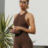 chocolate brown jumpsuit - kg jumpsuit - brown jumpsuit for women - kate galliano activewear