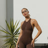 chocolate brown jumpsuit - kg jumpsuit - brown jumpsuit for women - kate galliano activewear