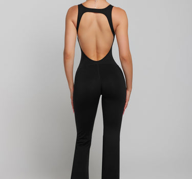 Flared Jumpsuit | Wide Leg Jumpsuit - Black