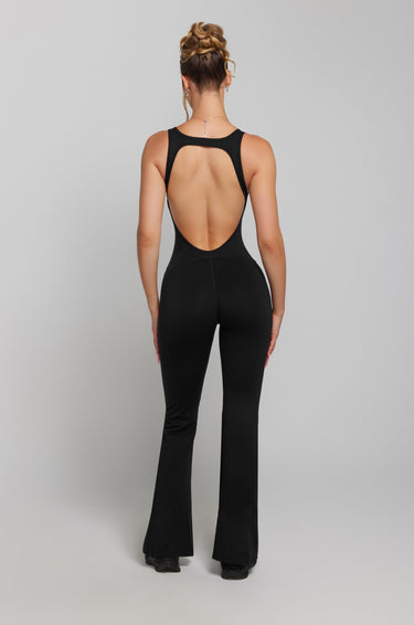 Flared Jumpsuit | Wide Leg Jumpsuit - Black