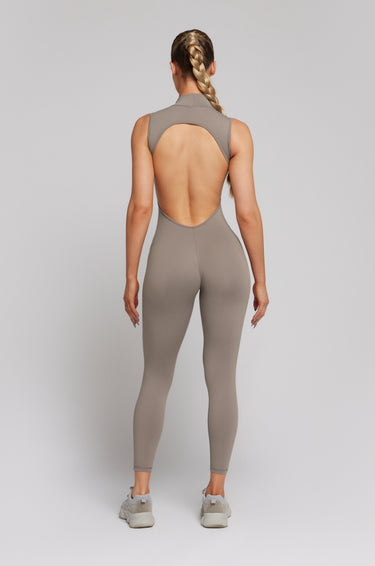 High Neck gym jumpsuit - grey | KATE GALLIANO Activewear