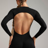 black Long sleeve backless romper -  Black long sleeve romper - black activewear romper - Kate Galliano Activewear