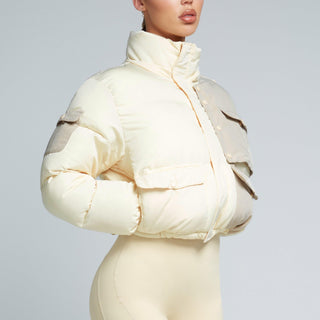 KG Cropped Puffer Jacket - Cream  | Kate Galliano activewear 