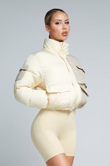 KG Cropped Puffer Jacket - Cream  | Kate Galliano activewear 