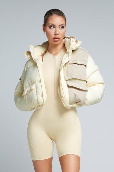 KG Cropped Puffer Jacket - Cream  | Kate Galliano activewear 