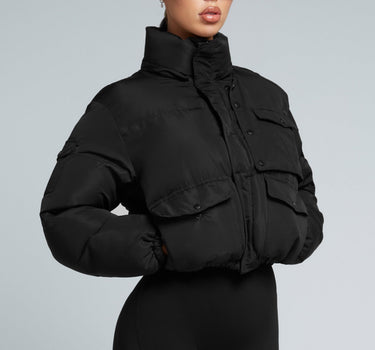 KG Cropped Puffer Jacket - Black  | Kate Galliano activewear 