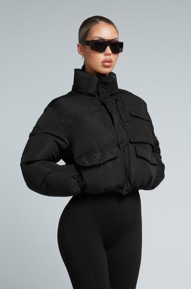 KG Cropped Puffer Jacket - Black  | Kate Galliano activewear 