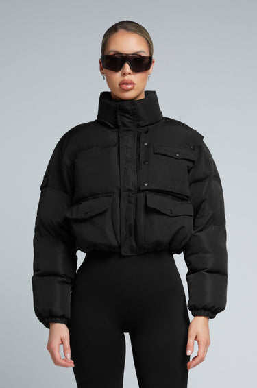 KG Cropped Puffer Jacket - Black  | Kate Galliano activewear 