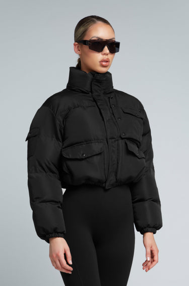 KG Cropped Puffer Jacket - Black  | Kate Galliano activewear 