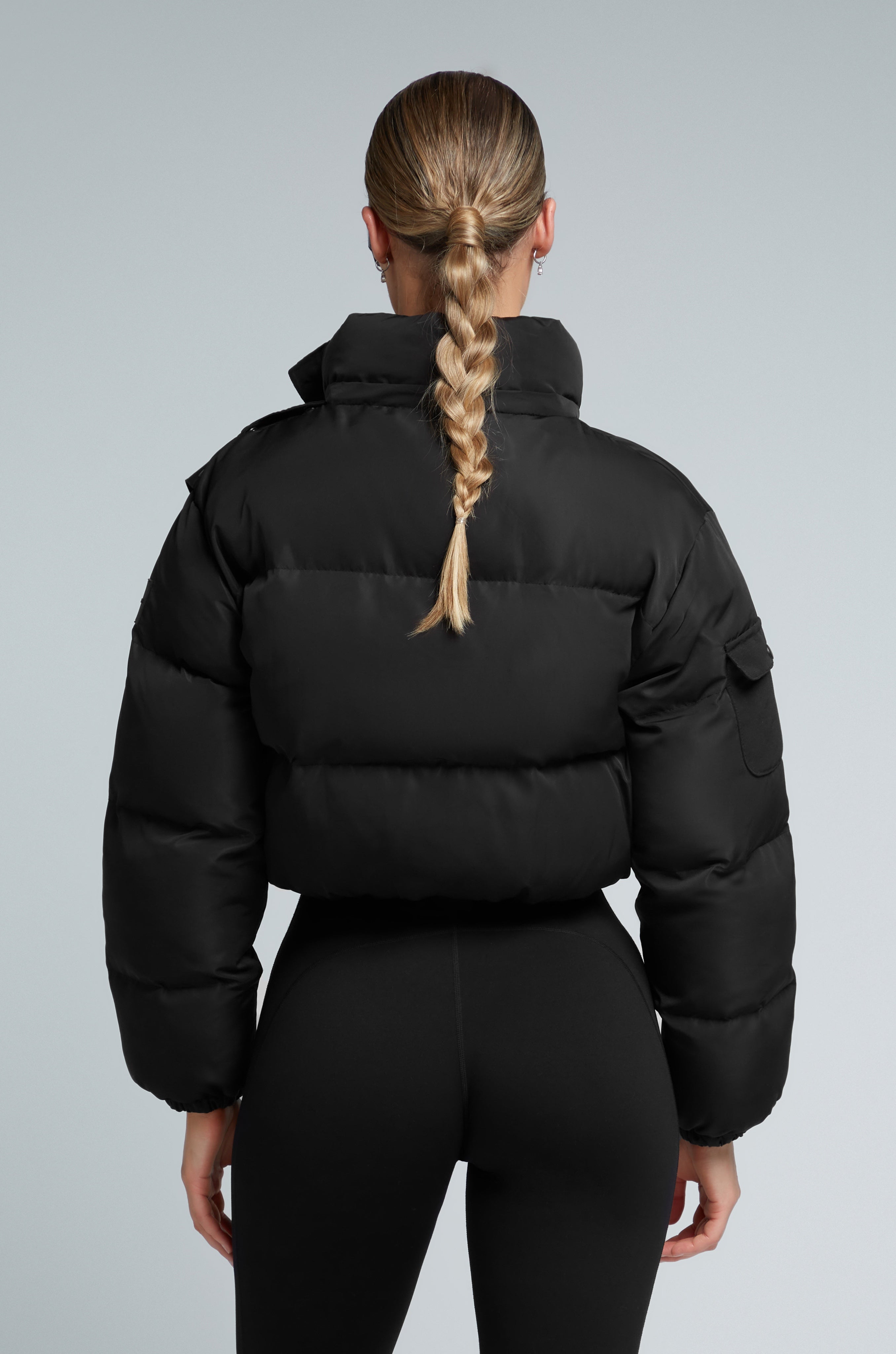 KG Cropped Puffer Jacket - Black  | Kate Galliano activewear 