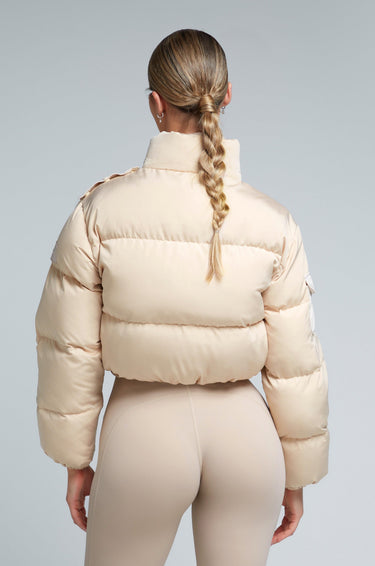 KG Cropped Puffer Jacket - Latte Cream  | Kate Galliano activewear 