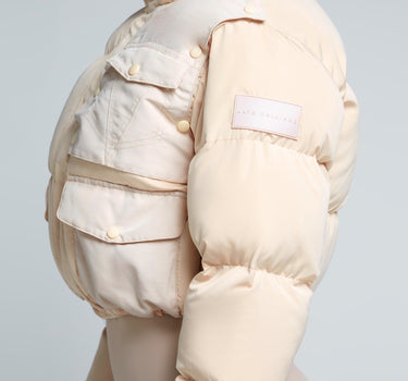 KG Cropped Puffer Jacket - Latte Cream  | Kate Galliano activewear 