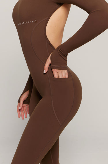 Long Sleeve Bodysuit - Cacao | Kate Galliano Activewear