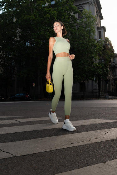 sage green crop and leggings