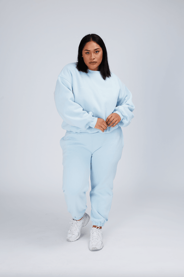 baby blue tracksuit pants - women’s jumper and tracksuit pants set - kate galliano activewear