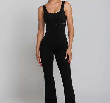 Scrunch Flared Jumpsuit - Black | Kate Galliano Activewear