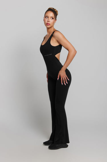 Scrunch Flared Jumpsuit - Black | Kate Galliano Activewear