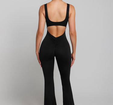 Scrunch Flared Jumpsuit - Black | Kate Galliano Activewear