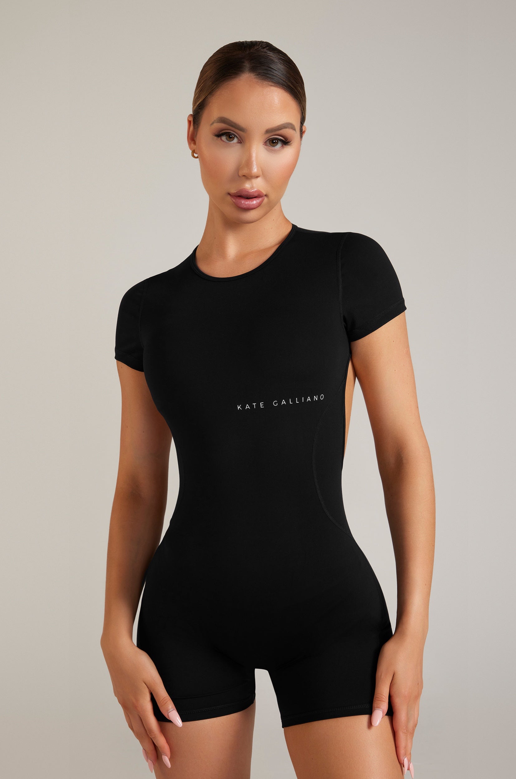 Long sleeve backless romper -  Black | Kate Galliano Activewear