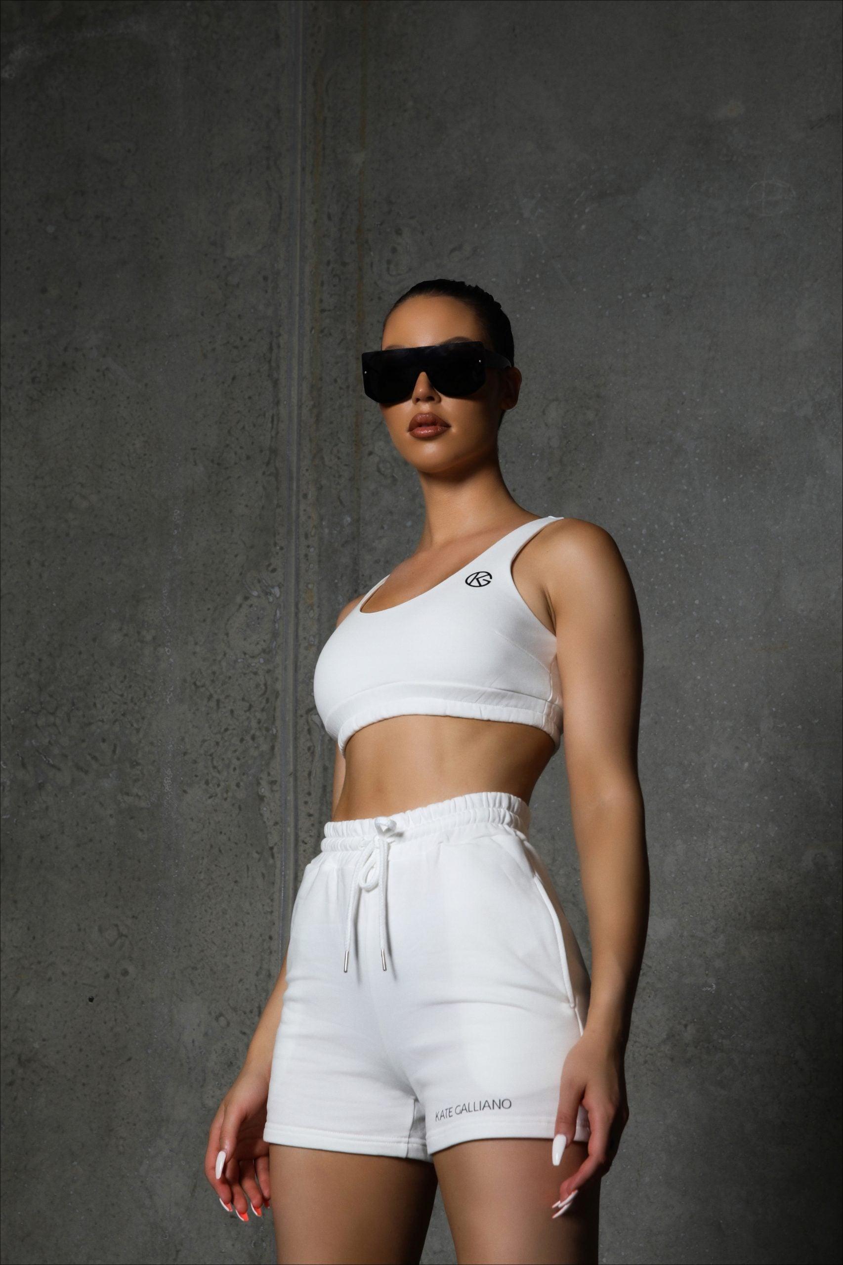 KG Lounge Crop Top - White Crop Top - white crop top for women - white gym top -  Women's Sports Top - Kate Galliano Activewear