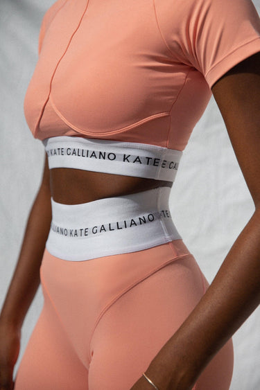 'KG ESSENTIALS' Cropped Sports Tee - Apricot - Kate Galliano