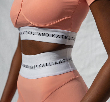 'KG ESSENTIALS' Cropped Sports Tee - Apricot - Kate Galliano