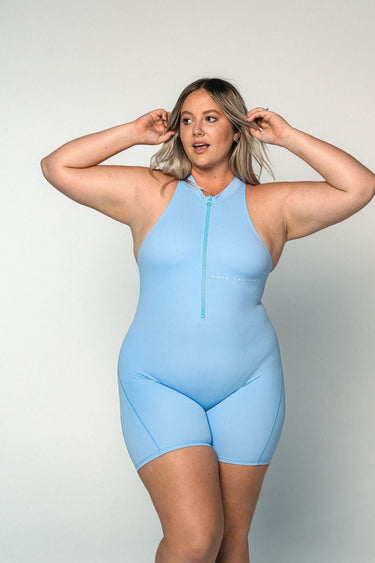  baby blue romper - activewear romper for women - kate galliano - activewear australia