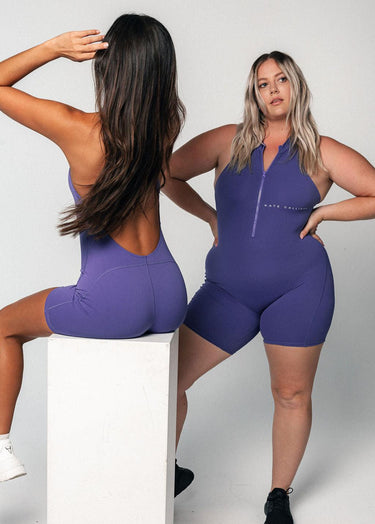 purple kg romper - purple romper - purple workout romper - purple gym romper - kate galliano activewear