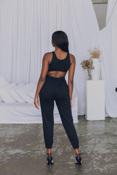 KG Lounge - Black Crop Top - Black Women's Sports Top - Workout top - kate galliano activewear