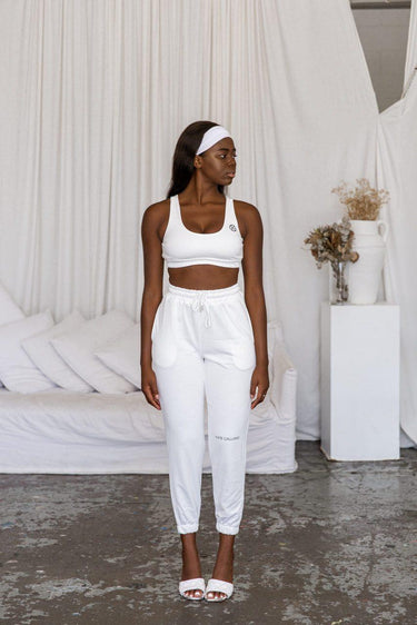 KG LOUNGE Joggers in White - Kate Galliano Activewear - white jogger pants for women 