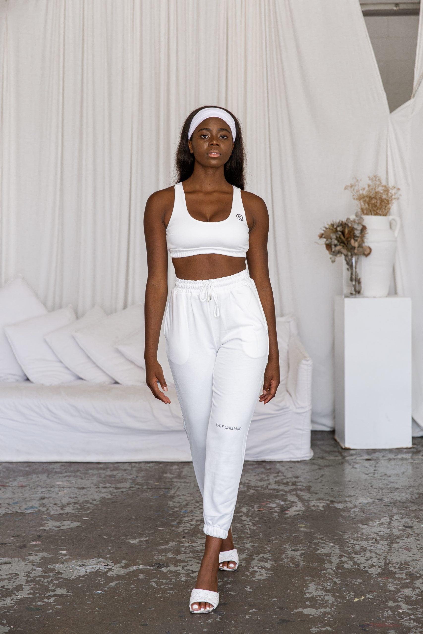 KG LOUNGE Joggers in White - Kate Galliano Activewear - white jogger pants for women 