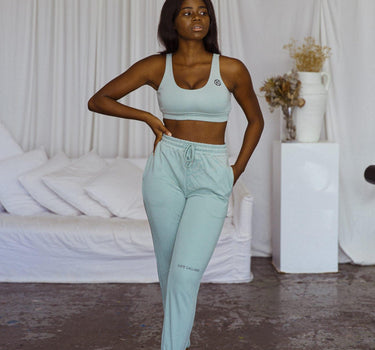 kg lounge collection - sage crop top - women's sports top - workout crop top - kate galliano activewear